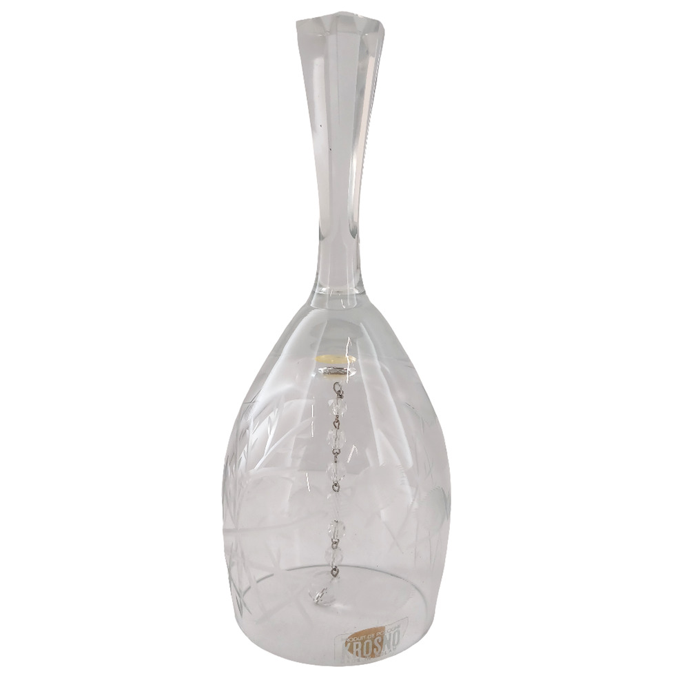 Vintage Krosno Crystal Etched Glass Bell Tannenbaum Souvenir Made in Poland